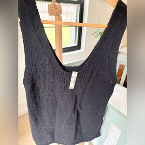 New Madewell Black Knit Textured Springdale Sweater Tank XXS